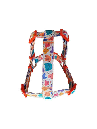 MiaBona Colorful Dogs Model Dijital Baskılı, Renkli Köpek Desenli Göğüs Tasması Harness