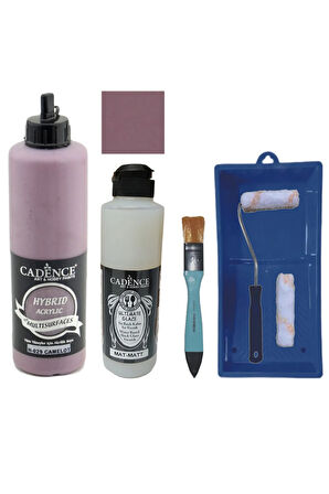 Mobilya Boyası-Cadence Multisurface H-029 Camelot 500Ml Ultimate Vernik Mat 250Ml Saten Rulo Set