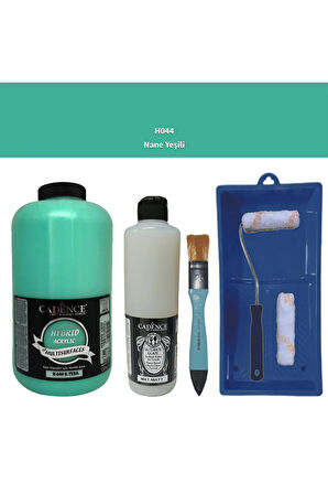Mobilya Boyası-Cadence Multisurface H-044 N.Yeşil 2000Ml Ultimate Vernik Mat 500Ml Saten Rulo Set