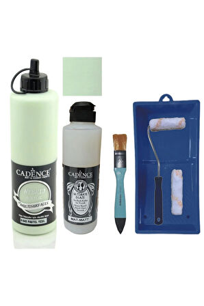 Mobilya Boyası-Cadence Multisurface H-045 Pastel Yeşil 500Ml Ultimate Vernik Mat 250Ml SatenRuloSet