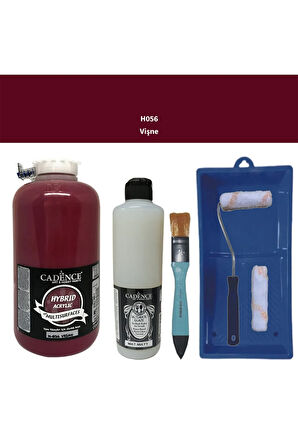 Mobilya Boyası-Cadence Multisurface H-056 Vişne 2000Ml Ultimate Vernik Mat 500Ml Saten Rulo Set