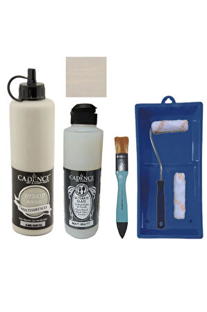 Mobilya Boyası-Cadence Multisurface H-080 KumTaşı 500Ml Ultimate Vernik Mat 250Ml Saten Rulo Set