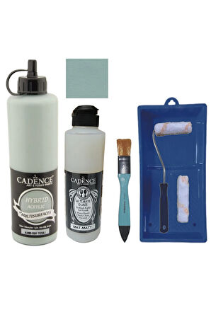 Mobilya Boyası-Cadence Multisurface H-089 Küf Yeşili 500Ml Ultimate Vernik Mat 250Ml Saten Rulo Set