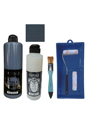 Mobilya Boyası-Cadence Multisurface H-100 Rüzgar 500Ml Ultimate Vernik Mat 250Ml Saten Rulo Set