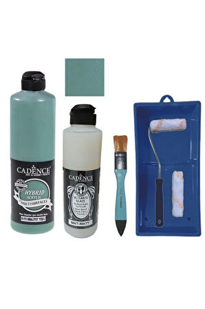 Mobilya Boyası-Cadence Multisurface H-111 Kraliyet Yeşili 500Ml Ultimate Vernik Mat 250Ml SatRuloSet