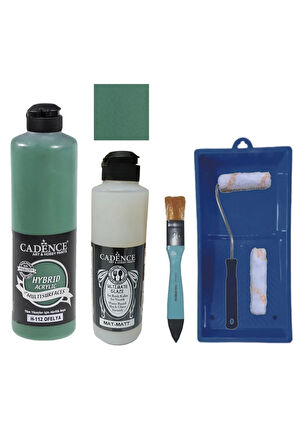 Mobilya Boyası-Cadence Multisurface H-112 Ofelya 500Ml Ultimate Vernik Mat 250Ml Saten Rulo Set