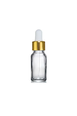 10 Ml Altın Başlıklı Damlalıklı Şeffaf Cam Şişe 5 Adet