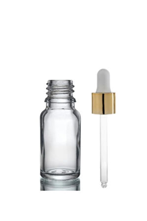 10 Ml Altın Başlıklı Damlalıklı Şeffaf Cam Şişe 5 Adet