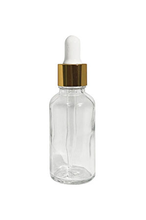 20 Ml Altın Başlıklı Damlalıklı Şeffaf Cam Şişe 5 Adet
