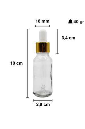 20 Ml Altın Başlıklı Damlalıklı Şeffaf Cam Şişe 5 Adet