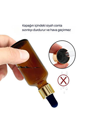 Altın/Siyah Cam Pipetli 30ml Amber Cam Şişeler 10 Adet