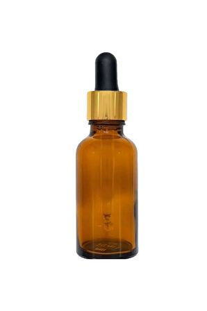 Altın/Siyah Cam Pipetli 30ml Amber Cam Şişeler 3 Adet