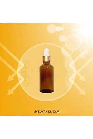 100ml Amber Cam Şişeler ve Altın/Beyaz Cam Pipetler 6 Adet