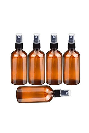 100ml Amber Cam Sprey Şişesi Boş İnce Sis Cam Şişeler Uçucu Yağlar için,- 5'li Paket