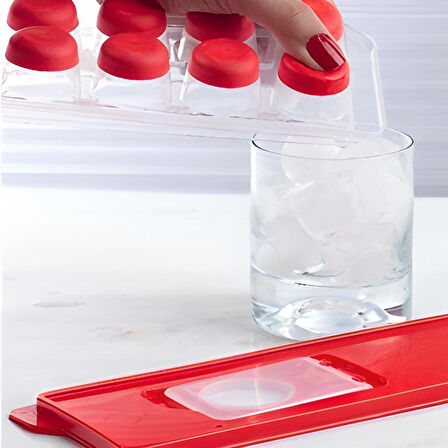 12li Kapaklı Yapışmaz Silikon Tabanlı Plastik Küp Buz Kalıbı