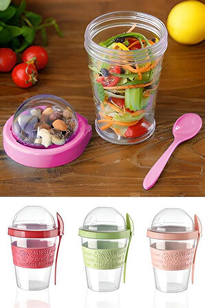 Taken Go Kapaklı Kaşıklı Pratik Taşınabilir Meyveli Yoğurt Kabı