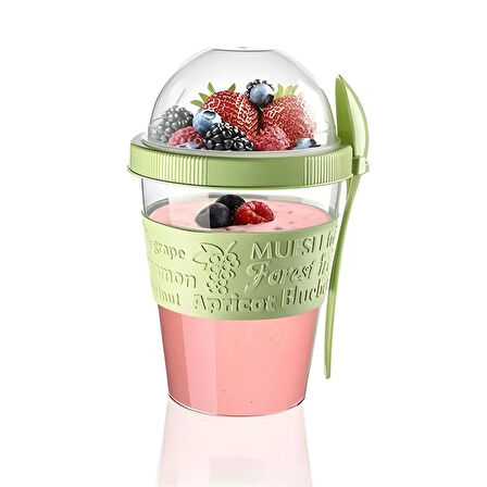 Taken Go Kapaklı Kaşıklı Pratik Taşınabilir Meyveli Yoğurt Kabı