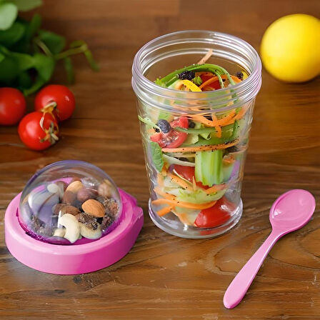 Taken Go Kapaklı Kaşıklı Pratik Taşınabilir Meyveli Yoğurt Kabı