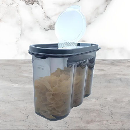 2 Kapaklı Ölçekli Erzak Saklama Kabı - 1,2 Litre - SA930