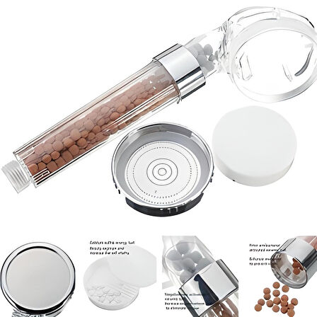 %50 Su Tasarruflu ve Arıtmalı Doğal Taşlı Banyo El Duş Başlığı