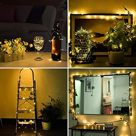 Peri Led Işık 5 Metre (Sarı) Pilli Aydınlatma Şerit Saçak Spot Süsleme