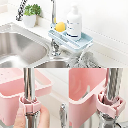 Musluğa Takılan Sünger Havlu Askılı Sabun Hazneli mutfak Banyo Lavabo Düzenleyici Organizer
