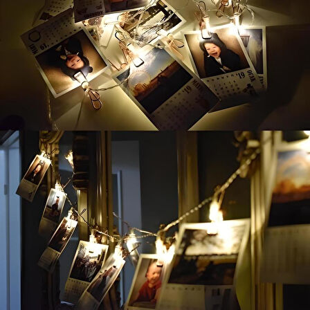 Bakır Renkli Led Işıklı Fotoğraf Asma Işık Süsleme Mandalları