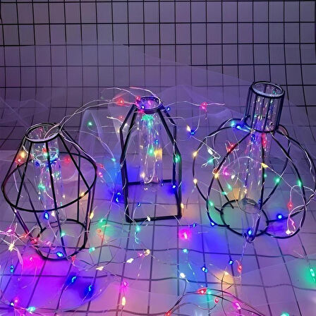 Pilli Renkli Peri Led Işık Dekoratif Aydınlatma 5 Metre RGB Led