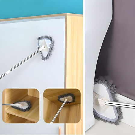 Teleskopik Saplı 150 cm Üçgen Mop Cam Duvar Tavan Fayans Parke Temizleyici Mop