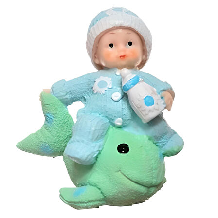 Decotown Hediyelik Sevimli Mavi Bebek Biblo Polyester Süs Eşyası