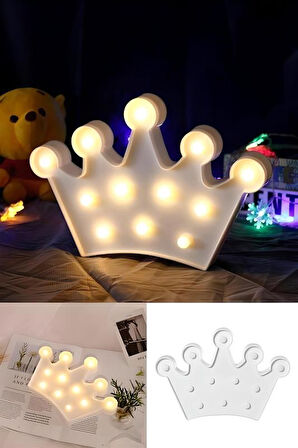3D Dekoratif Pilli Kraliçe Tacı Model Led Masa ve Gece Lambası
