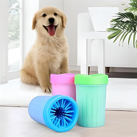 Silikon Jel Fırçalı Kedi Köpek Pati Ayak Yıkama Temizleme Kovası (Küçük)