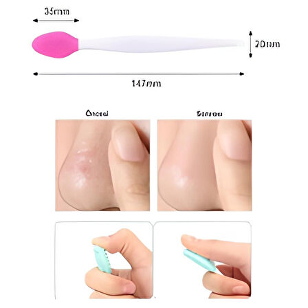 2 Adet Dudak Fırçası Peeling Etkili Gözenek Siyah Nokta Temizleyici Akne Giderici Çift Yönlü Fırça