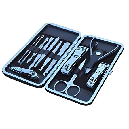 Çantalı Manikür Pensi Profesyonel ve Manikür Pedikür Seti 13 Parça Tırnak Eti İtici Ve Cımbız