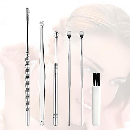 6 Parça Paslanmaz Çelik Kulak Balmumu Toplayıcı Çıkarıcı Temizleyici Bakımı Çubuk Seti