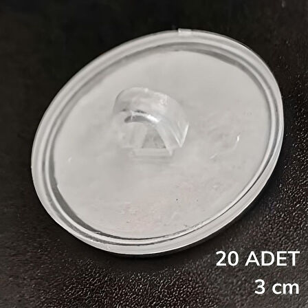 20 Adet Şeffaf Yuvarlak 3 Cm Çaplı Güçlü Disk Yapışkanlar