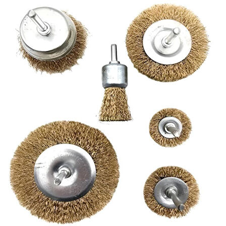 6′lı Pimli Tel Fırça Seti Pas Yağ Kir Boya Yapışkan Çözücü