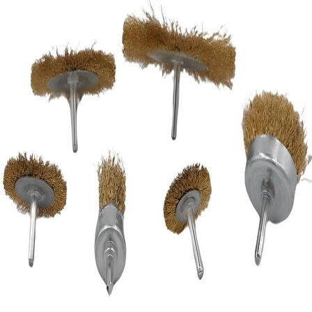 6′lı Pimli Tel Fırça Seti Pas Yağ Kir Boya Yapışkan Çözücü