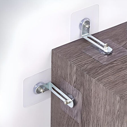 Deprem İçin Ultra Dayanıklı Çivisiz Duvarı Delmeden Ayarlanabilir Eşya Sabitleyici Aparat