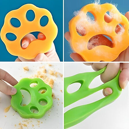 2 Adet Evcil Hayvanlar ve Çamaşır Makinesi İçin Pati Şekilli Yıkanabilir Tüy Temizleyici