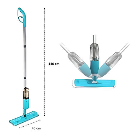 Döner Başlıklı Spreyli Mop Parke Ahşap Fayans Temizleyici Su Hazneli Sihirli Paspas