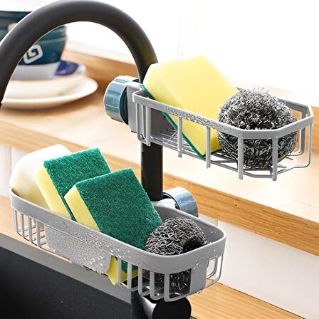 Musluk Kenarı Plastik Süngerlik Sabunluk Mutfak Düzenleyici Sünger Sabun Mutfak Organizeri