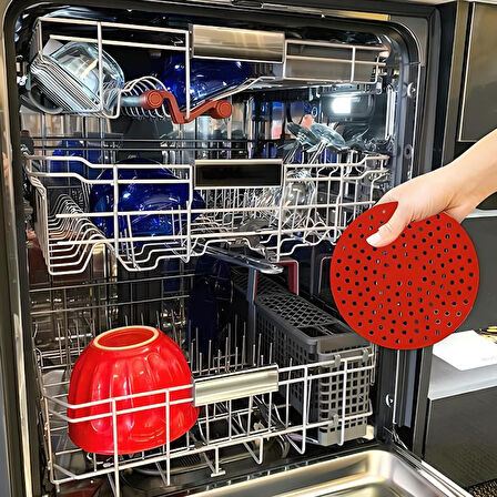 Renkli Isıya Dayanıklı Yıkanılabilir Silikon Fırın Ve Airfryer Yuvarlak Pişirme Matı 23cm Siyah