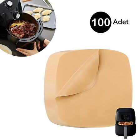 100 Adet Air Fryer Pişirme Kağıdı Tek Kullanımlık Hava Fritöz Yağ Geçirmez Yapışmaz Kağıt