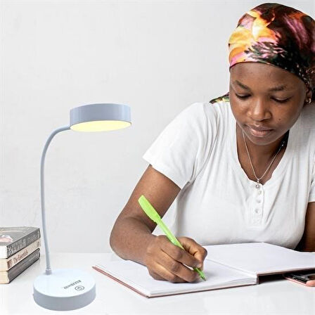 BUFFER® Yuvarlak USBli Dokunmatik 3 Kademeli 360 Derece Özel Göz Korumalı Led Lityum Masa Lambası