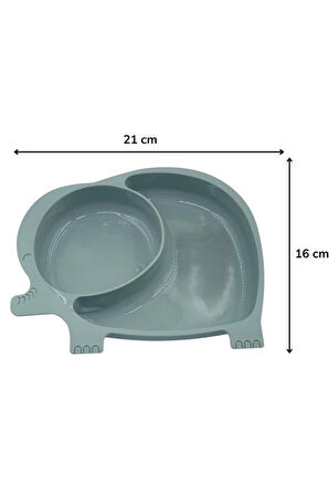BUFFER® Bebek ve Çocuk için Sevimli Fil Model Desenli Yemek Bebek Mama Kabı Bölmeli Tabak