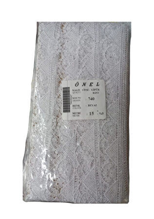 Dantel Polyester Güpür Bant Beyaz 15 Metre En 5 cm ON-740-B