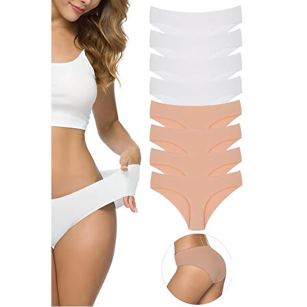 8 Adet Kadın Dikişsiz Lazer Kesim Esnek İz yapmayan Külot S4