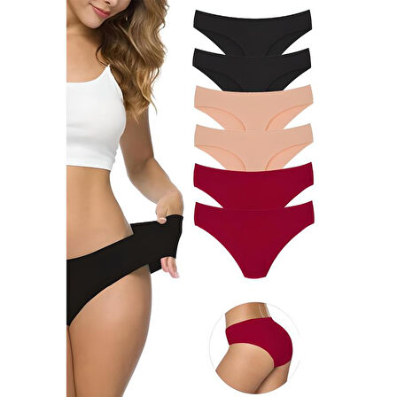 6 Adet Kadın Dikişsiz Lazer Kesim Esnek İz yapmayan Külot S7