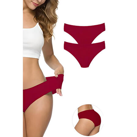 Kadın Dikişsiz Lazer Kesim Esnek İz yapmayan Külot Bordo